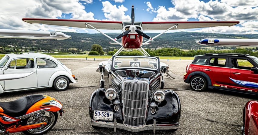 All kinds of aircraft and exotic cars can be seen at Kelowna Airport today