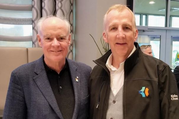 <who>Photo credit: Kelowna Chamber of Commerce</who>Dan Rogers, right, is pictured here with Canadian Chamber of Commerce CEO Perrin Beatty at a 2022 event.