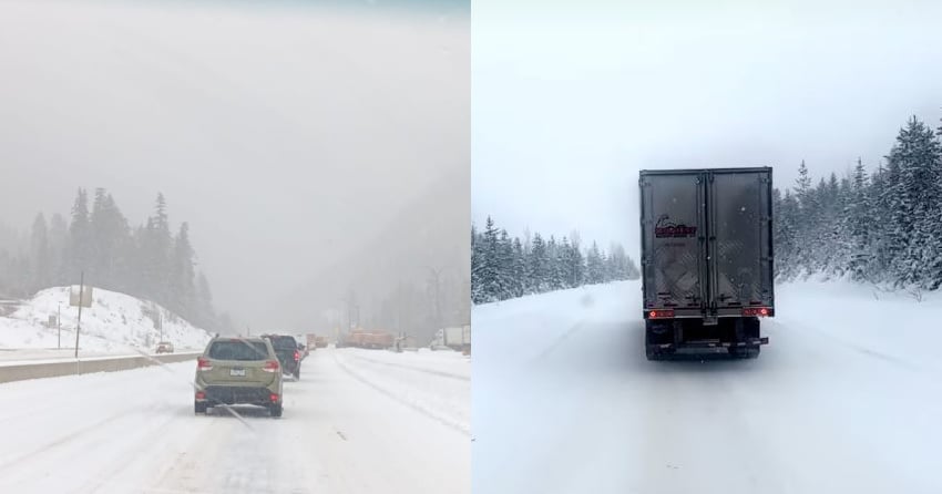 <who>Photo Credit: Coquihalla Road Report Facebook group (Amanda Alexov/Naved Omid)</who>Conditions on the Coquihalla on Monday morning.
