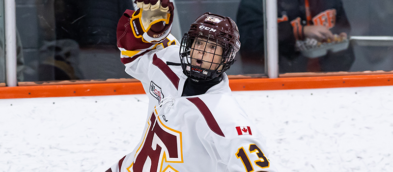 <who>Photo Credit: CSSHL</who>Nathan Cole celebrates a goal in CSSHL action last season.