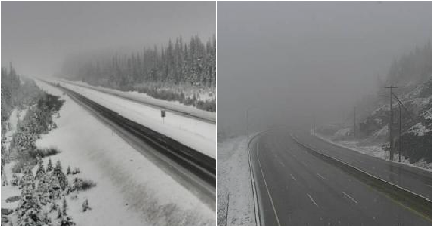 <who> Photo credit: DriveBC </who> The Connector (left) and Coquihalla (right) this morning.