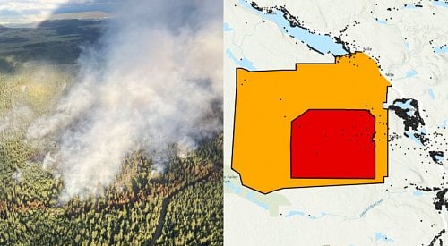 Properties west of 100 Mile House ordered to evacuate as wildfire spreads at ‘fast rate’